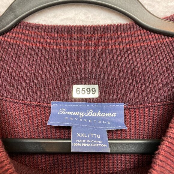 Tommy Bahama Sweater Mens 2XL Red Pima Cotton Reversible Pullover - Picture 6 of 10
